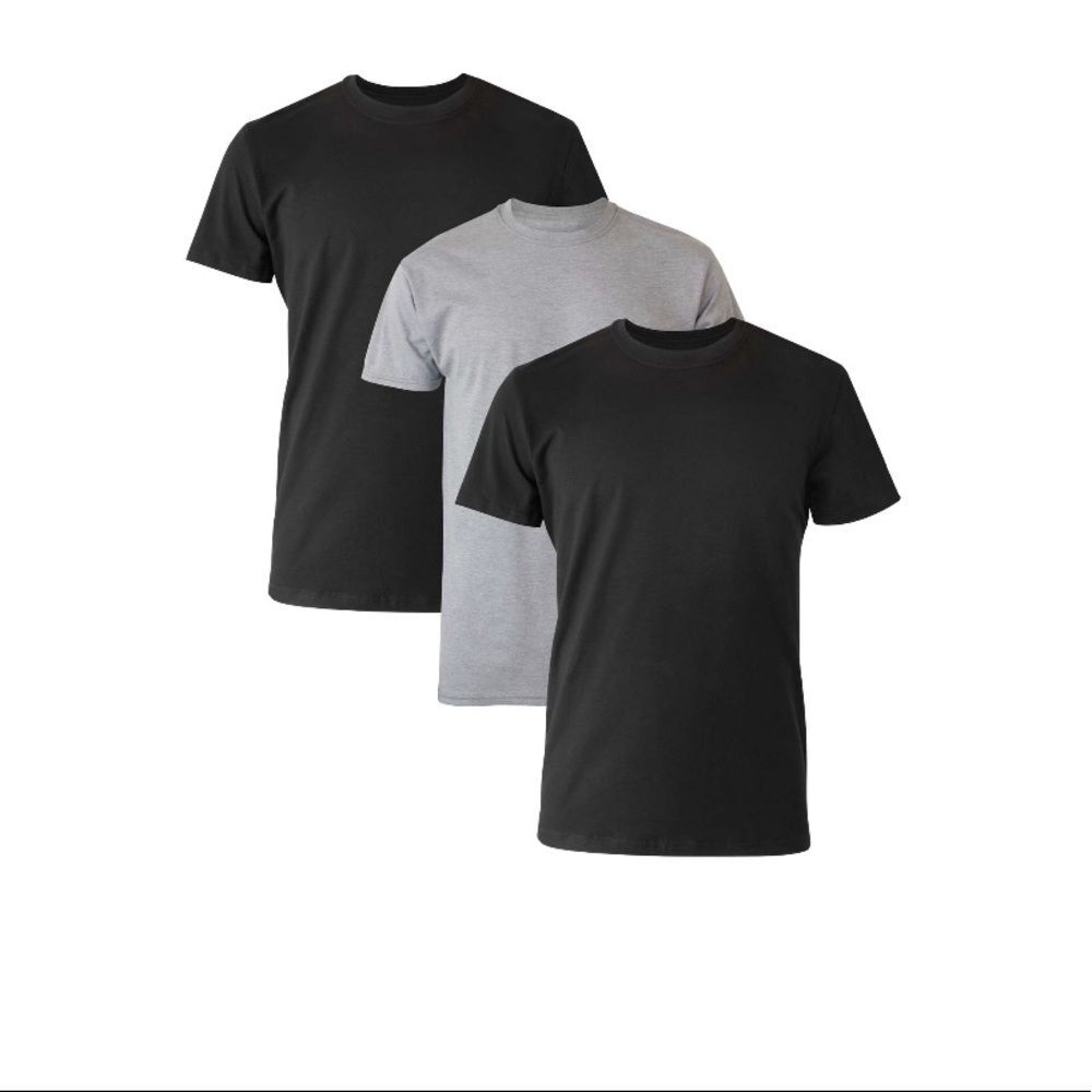 NWT Men hanes black and gray 3-pack shirts size small Short Sleeve Crew neck